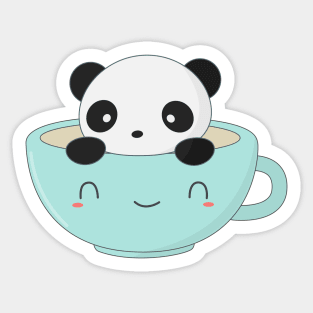 Kawaii Panda and Coffee T-Shirt Sticker